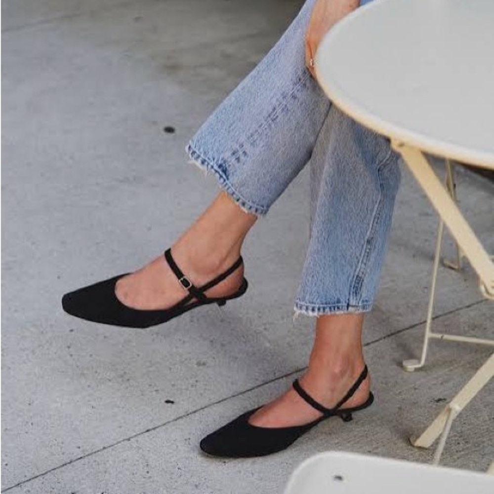 Allison Bornstein x Jack Erwin Suede Slingback Heels Black Size 8